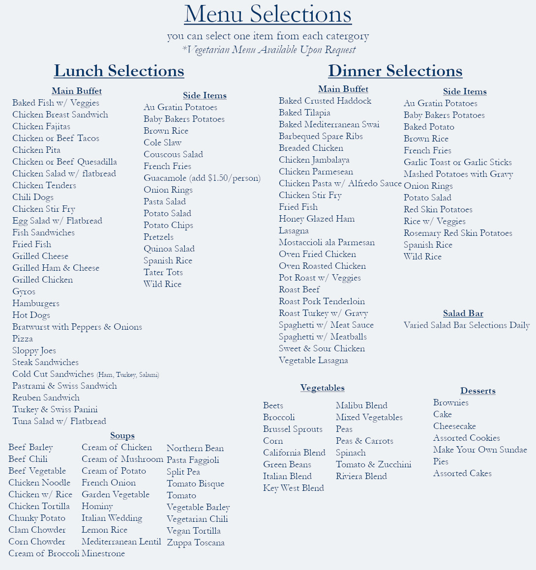 Lunch/Dinner Menu